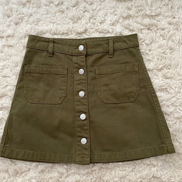 Sky and Sparrow Juniors Khaki Green Denim Skirt - Picture 1 of 4